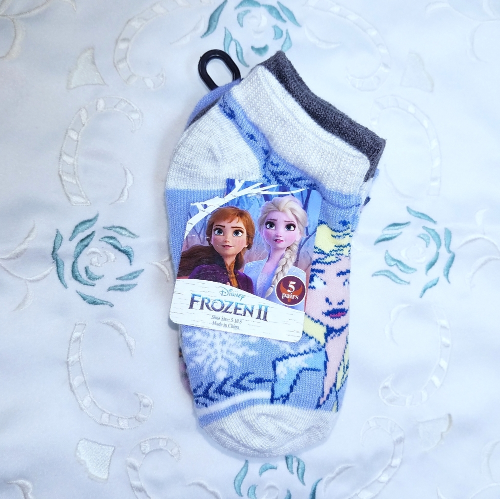 Disney Frozen II Kids Socks 5 Pairs Sz 5-10.5 NWT